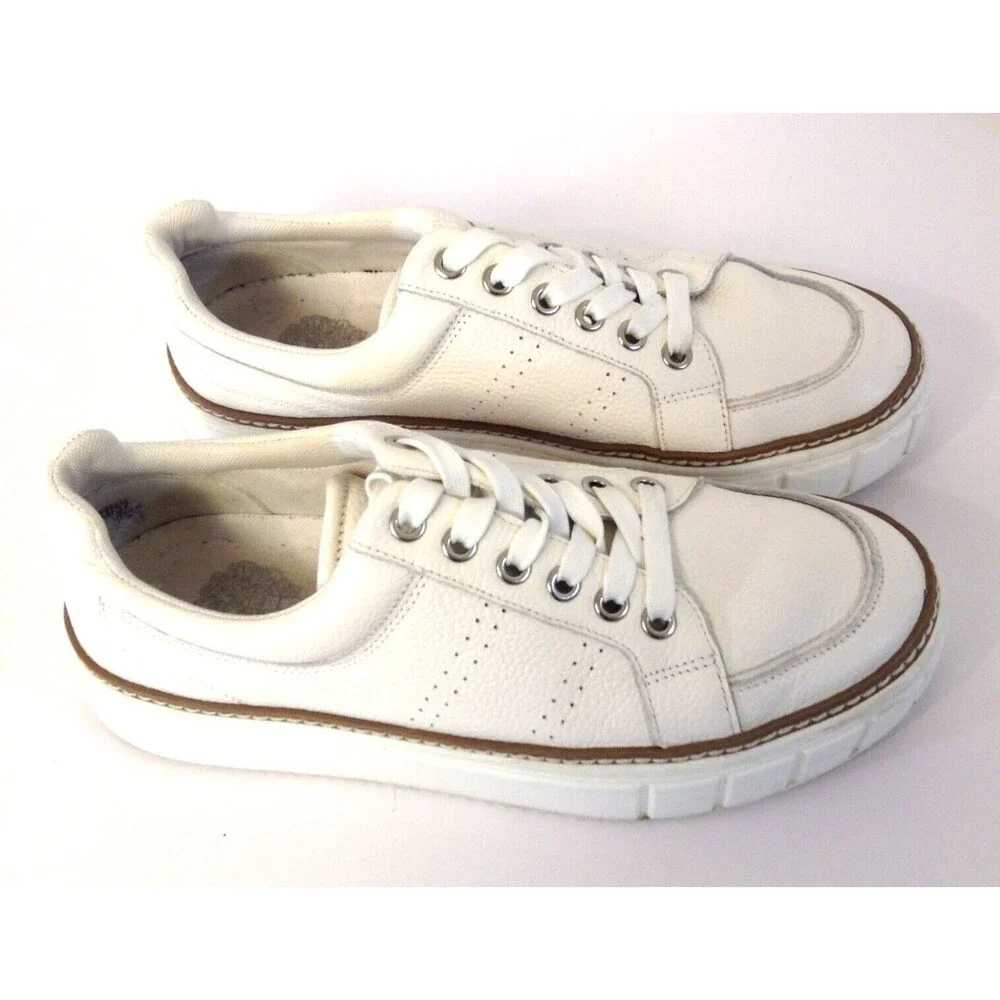 Vince Camuto Sneakers Wn 6.5 Rezelli White Leather Comfort Platform Shoes Preppy